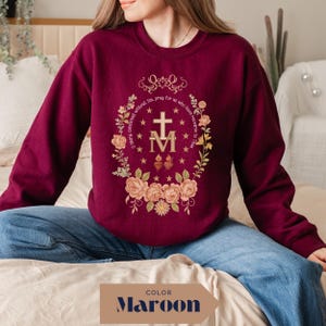 Marian Miraculous Medal Sweatshirt: Catholic Virgin Mary Crewneck