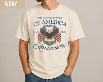 USA 250th Anniversary Comfort Colors T Shirt, America Patriotic Eagle Flag Tee, Independence Day Gift Shirt