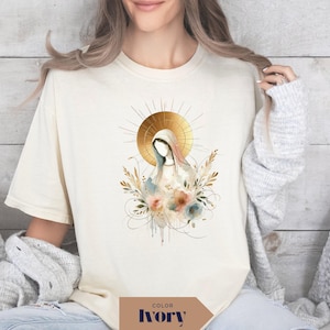 Comfort Colors® Virgin Mary Shirt Catholic Marian Watercolor Tee Faith Floral Religious T Shirt Aesthetic Catholic Gift Religious Gift Women