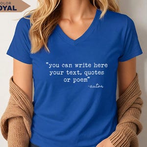 Personalized V-Neck Shirt: Custom Text Tee for Gift (100% Cotton) image 16