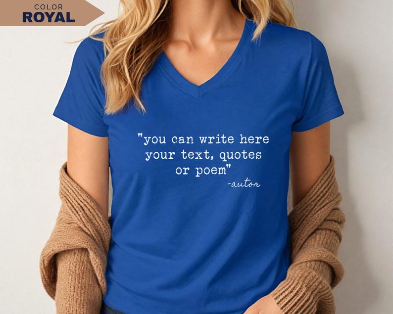 Personalized V-Neck Shirt: Custom Text Tee for Gift (100% Cotton) image 16
