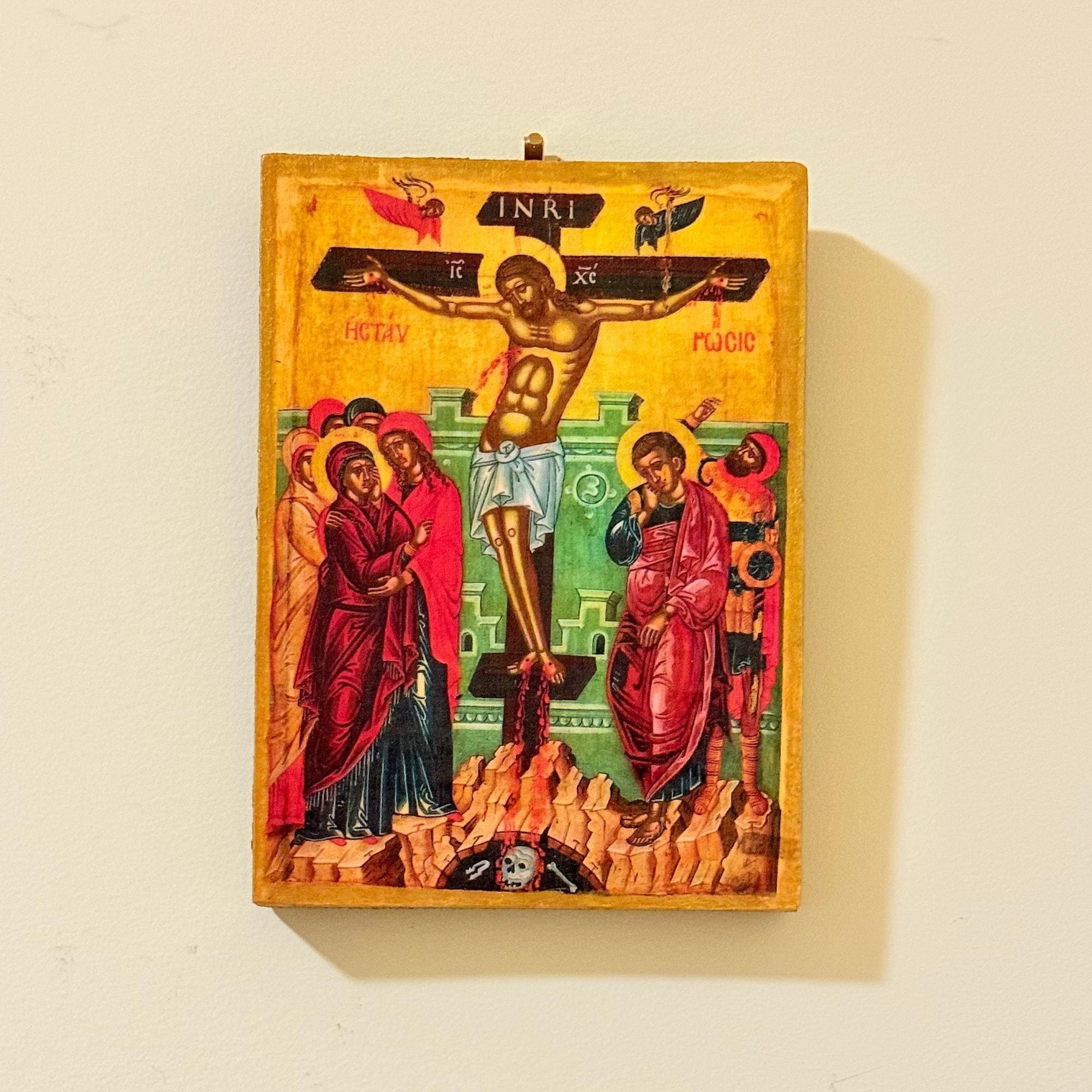 Handmade Byzantine Crucifixion Icon | Christian Orthodox Wood Art - Etsy