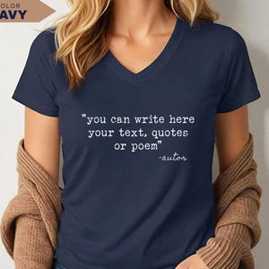 Personalized V-Neck Shirt: Custom Text Tee for Gift (100% Cotton) image 1
