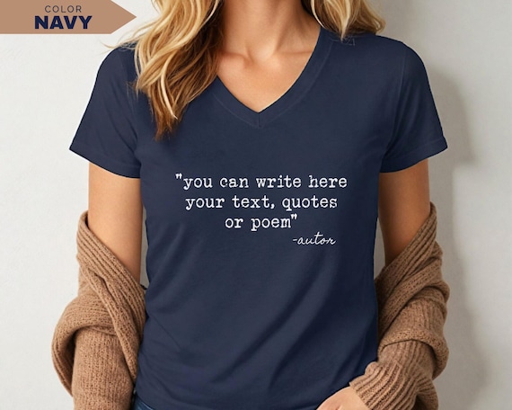 Personalized V-Neck Shirt: Custom Text Tee for Gift (100% Cotton)