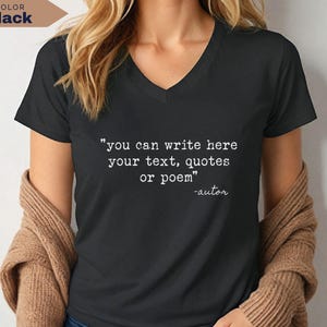 Personalized V-Neck Shirt: Custom Text Tee for Gift (100% Cotton) image 13