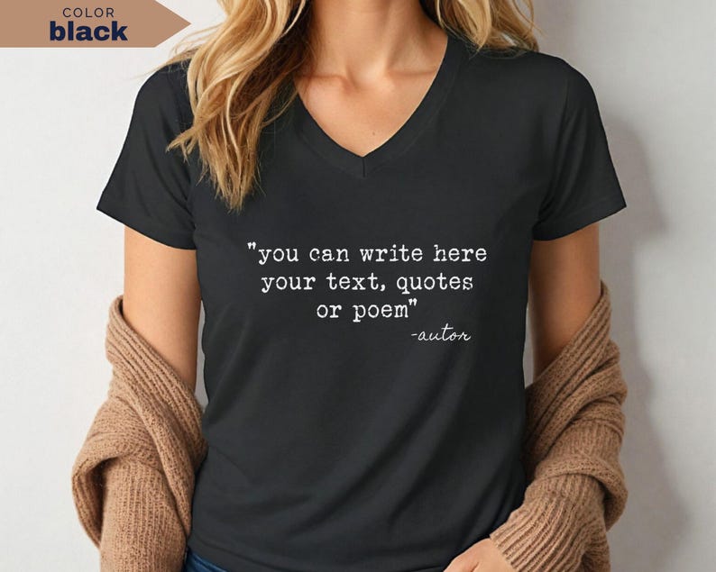 Personalized V-Neck Shirt: Custom Text Tee for Gift (100% Cotton) image 13