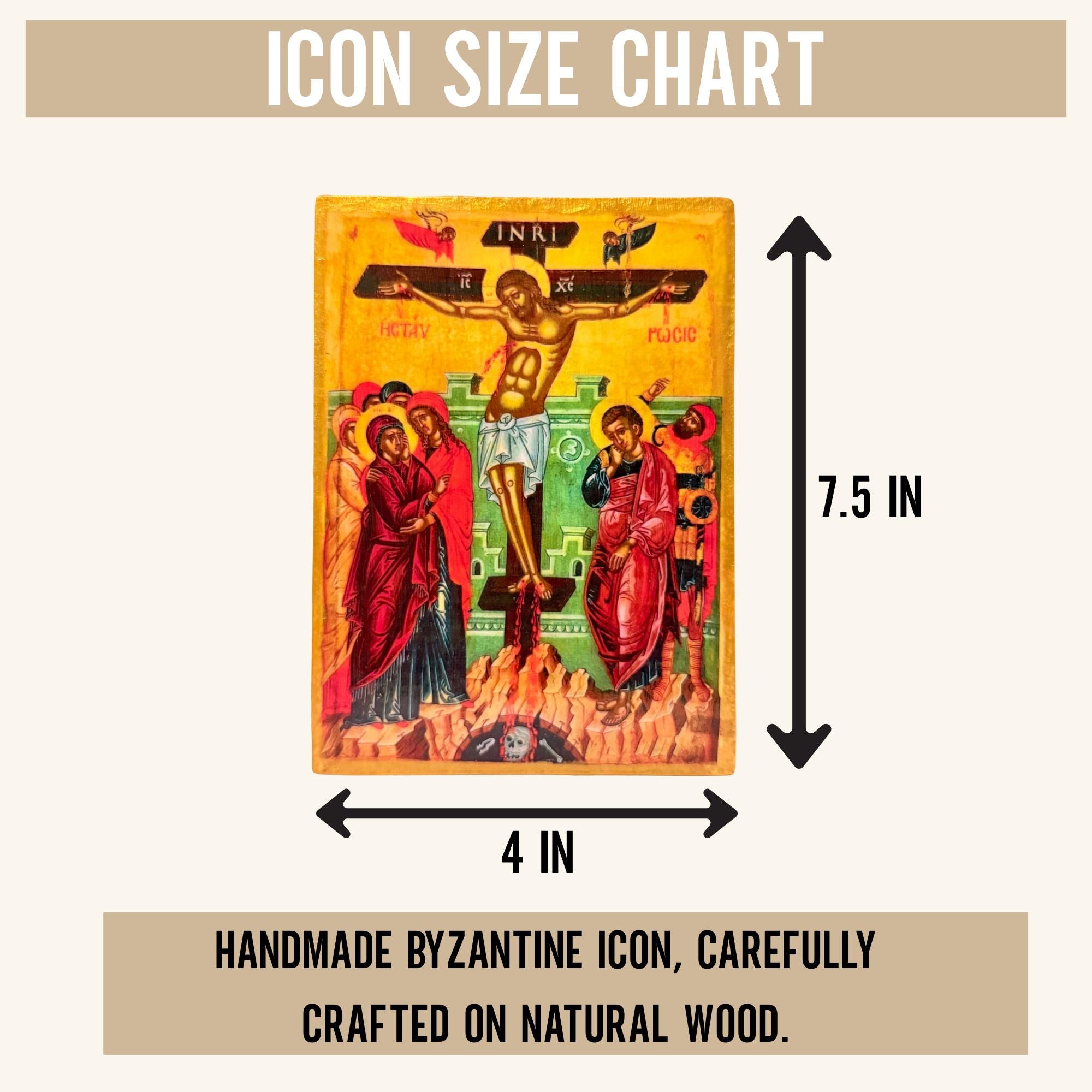 Handmade Byzantine Crucifixion Icon | Christian Orthodox Wood Art - Etsy