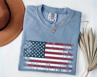 Vintage American Flag T-Shirt: Comfort Colors Patriotic Tee