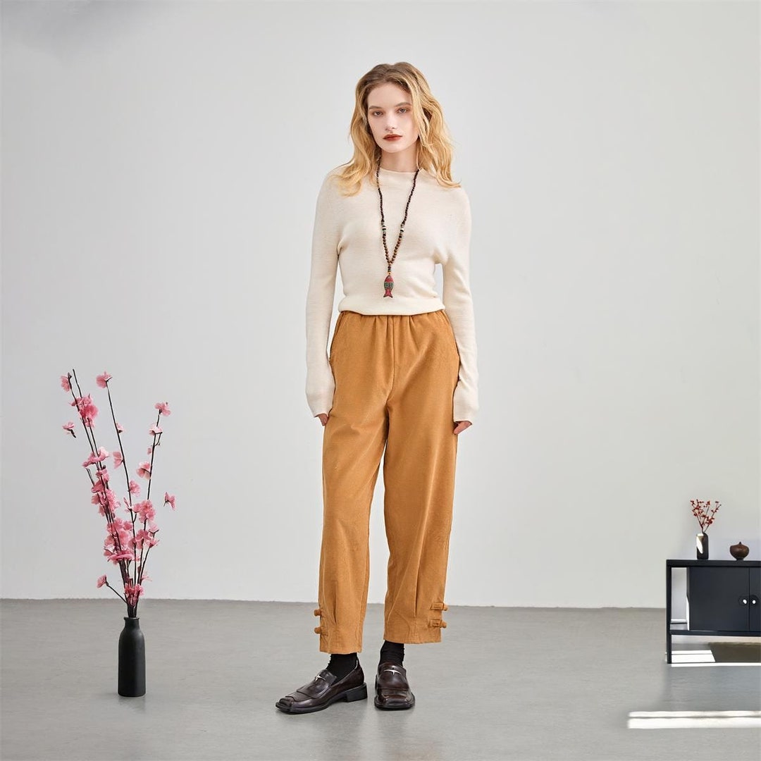 Winter Fall Pant Thicker Elastic Waist Pant Heavier Cotton Pants Loose ...