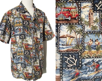 Vintage Aloha Shirt Hawaiian Novelty Print Naniloa by Lanco Sz XXL