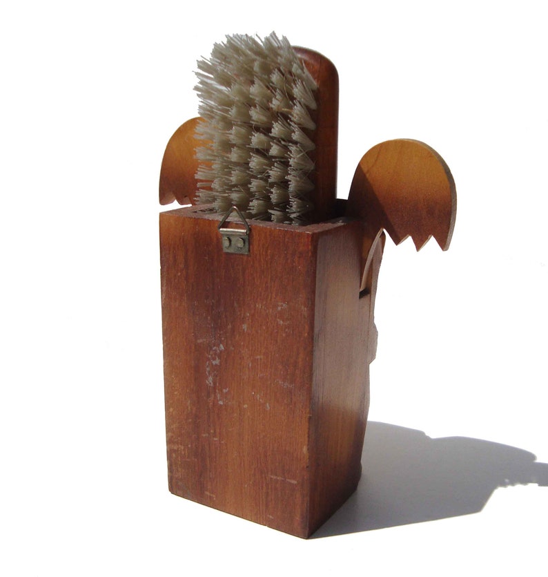 Vintage 50s Scottie Dog Wooden Brush Holder image 4