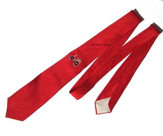 Vintage 40s Tie Red Motorbike Novelty Necktie