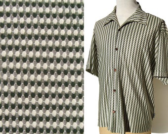 Vintage Knit Shirt Green & White Mesh by BC Ethic – L XL
