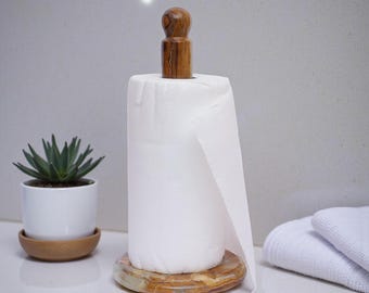 Marble Paper Towel Holder | Stone Tissue Roll Stand | Kitchen Counter Decor