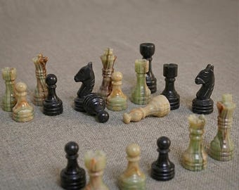 Marble Chess Pieces | Handmade Weighted Stone Chess Figures | Luxury Gift for Father