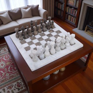 Modern Marble Chess Board Game | Premium Stone Chess Display | Elegant Handmade Chess Set | Unique Antique Gift | Vintage Board Decor