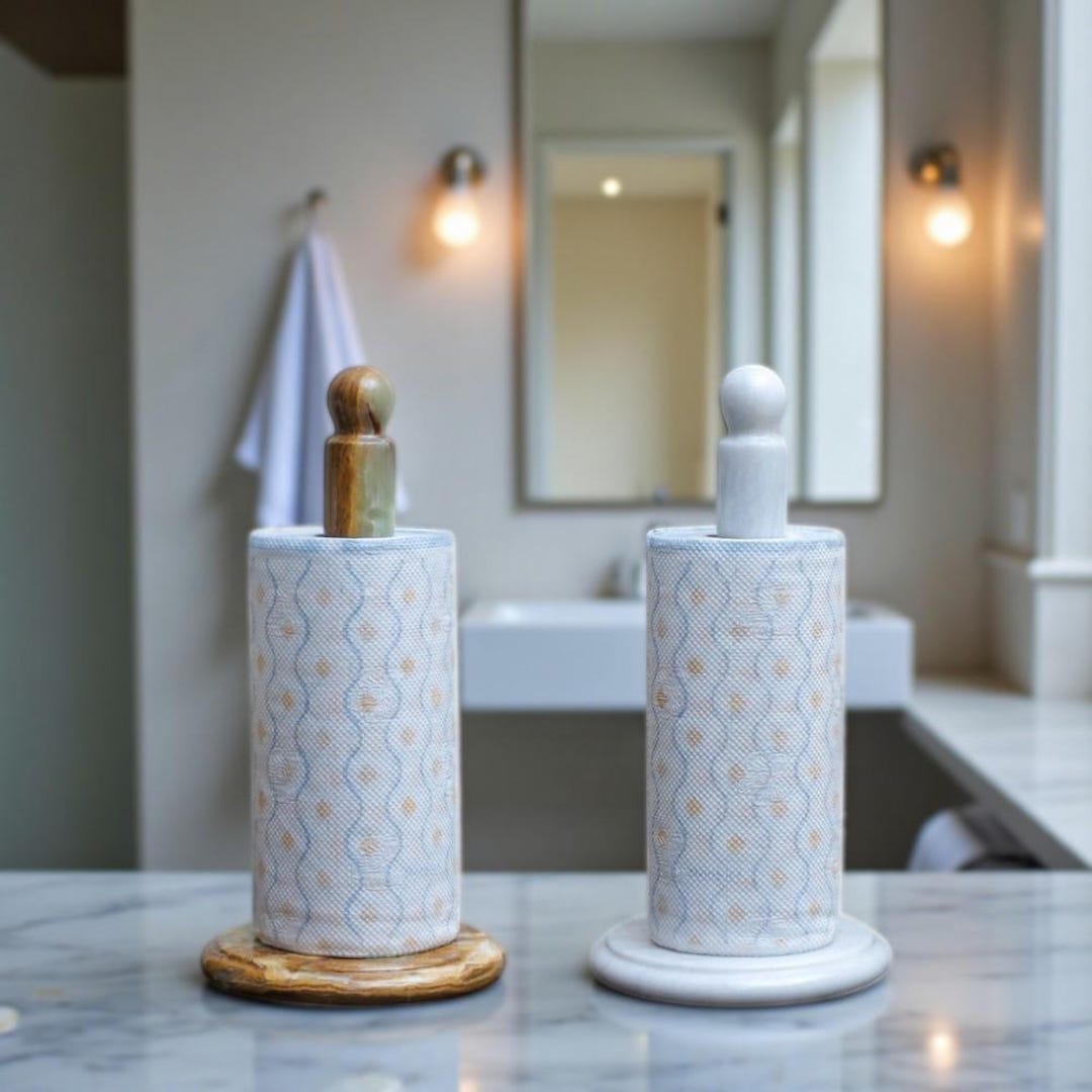 Handmade Marble Paper Towel Holder for Kitchen Counter | Stone Tissue