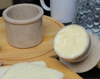 Personalized Marble Butter Keeper: Natural Verona Stone Kitchen Decor