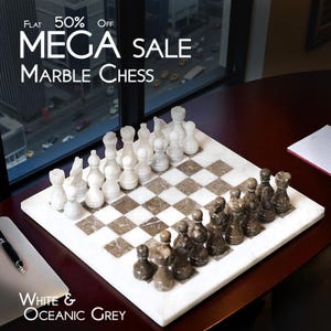 Handcrafted Marble Chess Set | Premium Stone Chess Pieces | Modern Chess Display Board | Elegant Board Game | Unique Antique Set