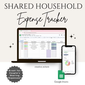 Shared Household Expense Tracker - Digital Spreadsheet for Roommates, Families, or Shared Living Spaces - Track Bills and Payments