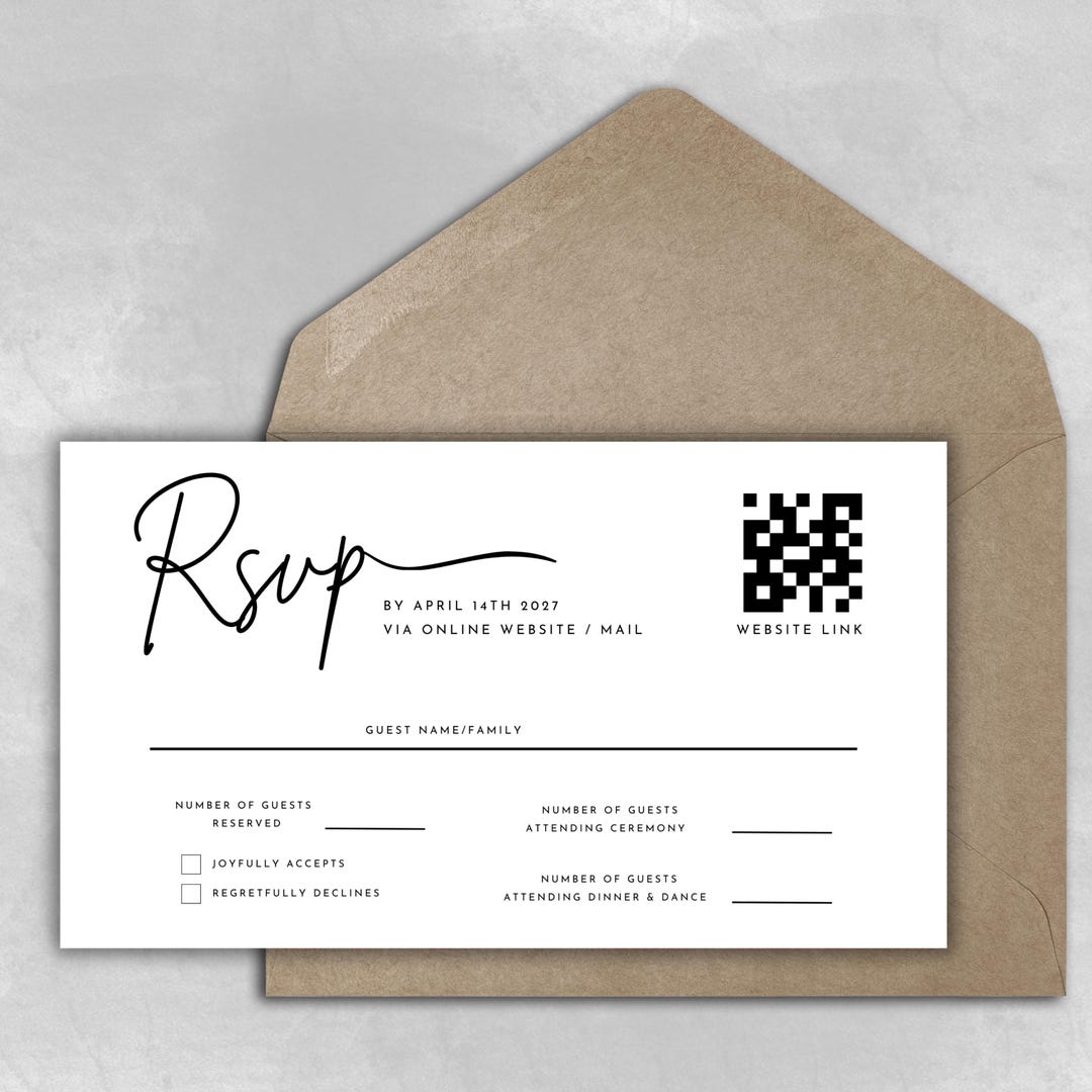 Wedding RSVP Template, Simple Elegant Rsvps - Etsy