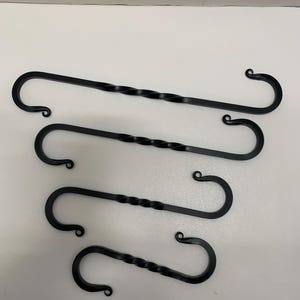 Hand Forged S Hook: Black Finish, Honeydew Forge 6", 8", 10" or 12" blacksmith