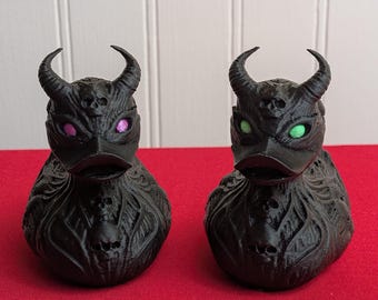 Demon Skull Duck | 3D Printed Dark Fantasy Duck | Gothic Collectible | Halloween Decor