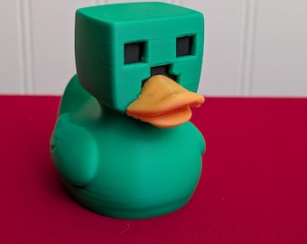Pixel Creeper-Style Duck | Blocky Game Parody Duck |  3D Printed Collectible