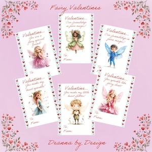 Fairy Valentine’s Day Card Set for Kids. Digital Downloads.
