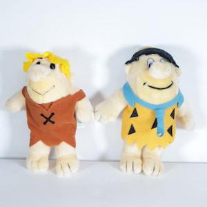Vintage 1989 7in Flintstones Barney Rubble And Fred Flintstone Plush Set Nanco.