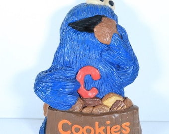 Vintage 1970's Sesame Street Cookie Monster Cookies Hand Painted Ceramic Sign