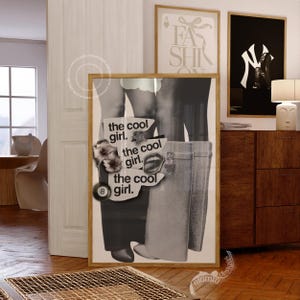 The Cool Girl Collage Poster, Retro Aesthetic Dorm Decor, Luxury Fashion Print, Pinterest Shuffle Art, 8 Ball Cut Out, It Girl Aesthetic