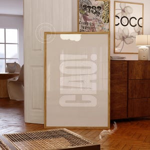 Ciao! Beige Typography Print: Retro Italian Minimalist Decor (Digital Download)