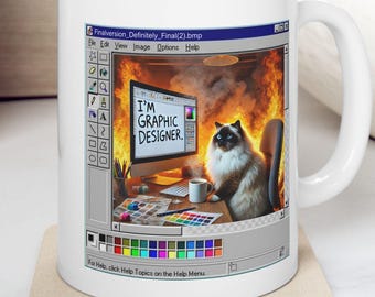 Tazza "Sono un grafico", regalo per grafico, divertente grafico con gatto, tazza da caffè con gatto, regalo per designer, tazza da tè con vernice
