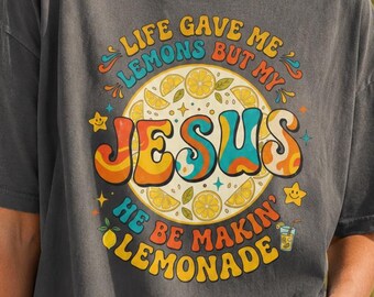 Makin Lemonade Shirt 70er Jahre Groovy Christian Tee Hippie Jesus Tshirt Retro Abzeichen Top Niedlich Sommer Glaube Geschenk