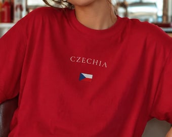 Elegant Czechia Flag Tee, Retro Czech Football Fan T-Shirt, Minimalist Gameday Top, Czechia Soccer Shirt Comfort Colors