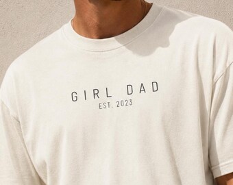 Aesthetic Girl Dad Shirt, Minimalist Father Tee, Trendy Streetwear T-Shirt, Elegant Birthday Gift For Husband