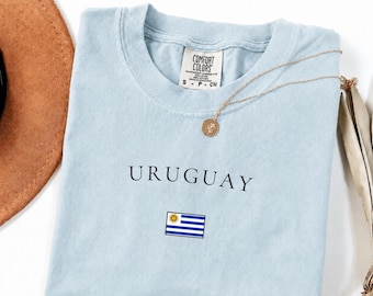 Comfort Colors® Uruguay Soccer 2026 Shirt, Elegant Uruguay Flag Tee, Retro Uruguayan Football Fan T-Shirt, Minimalist Gameday Top