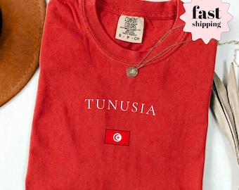 Comfort Colors® Tunusia Fußball 2026 Shirt, Elegantes Tunusia Flagge T-Shirt, Retro tunesischer Fußballfan T-Shirt, Minimalistisches Gameday Top