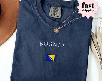 Comfort Colors® Bosnia Soccer 2026 Shirt, Elegant Bosnia Flag Tee, Retro Bosnian Football Fan T-Shirt, Minimalist Gameday Top Apparel