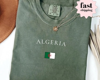 Comfort Colors® Algerien Fußball 2026 Shirt, Elegantes Algerien Flagge T-Shirt, Retro algerischer Fußballfan T-Shirt, Minimalistisches Gameday Top