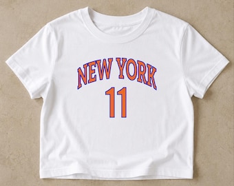 New York #11 Baby Tee, NYC Basketball Aesthetic Crop Top, Y2K Blockette Core Fitted Shirt, Retro Sporty Graphic Tee, NY Summer Streetwear
