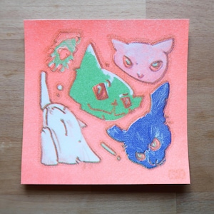 Cat Risograph Print