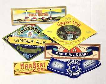 Vintage Soda Labels Instant Collection Soft Drinks Soda Pop Beverage Original Bottle Labels