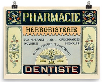 Vintage Art Print Medical Pharmacy Dentist Victorian Doctor Office Graphic Design Wall Art Poster Reproduction