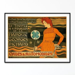 Vintage Style Print Cycles and Autombobiles Vintage Advertising Aesthetic Graphic Illustration Wall Art Designer Eugene Grasset 1899
