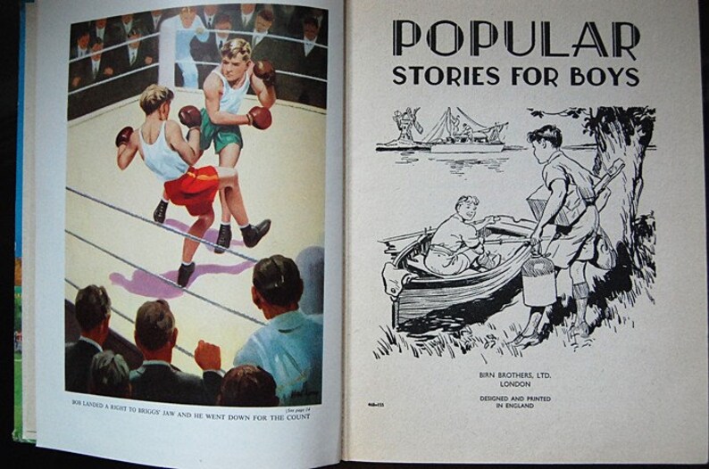 Vintage Illustrated Child Book Popular Stories for Boys in Color and Black and White. image 3