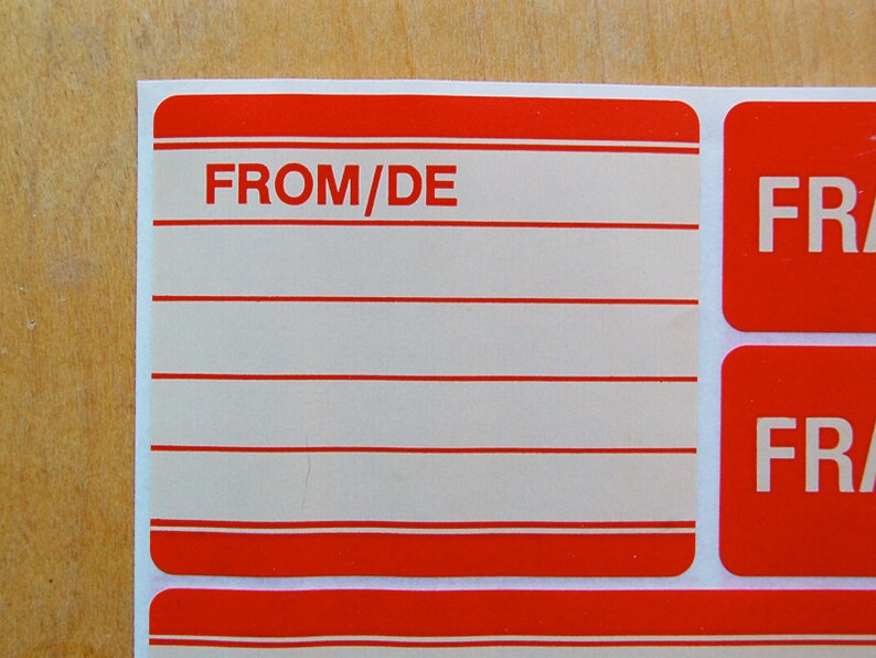 vintage red mailing labels with fragile stickers by hallmark etsy