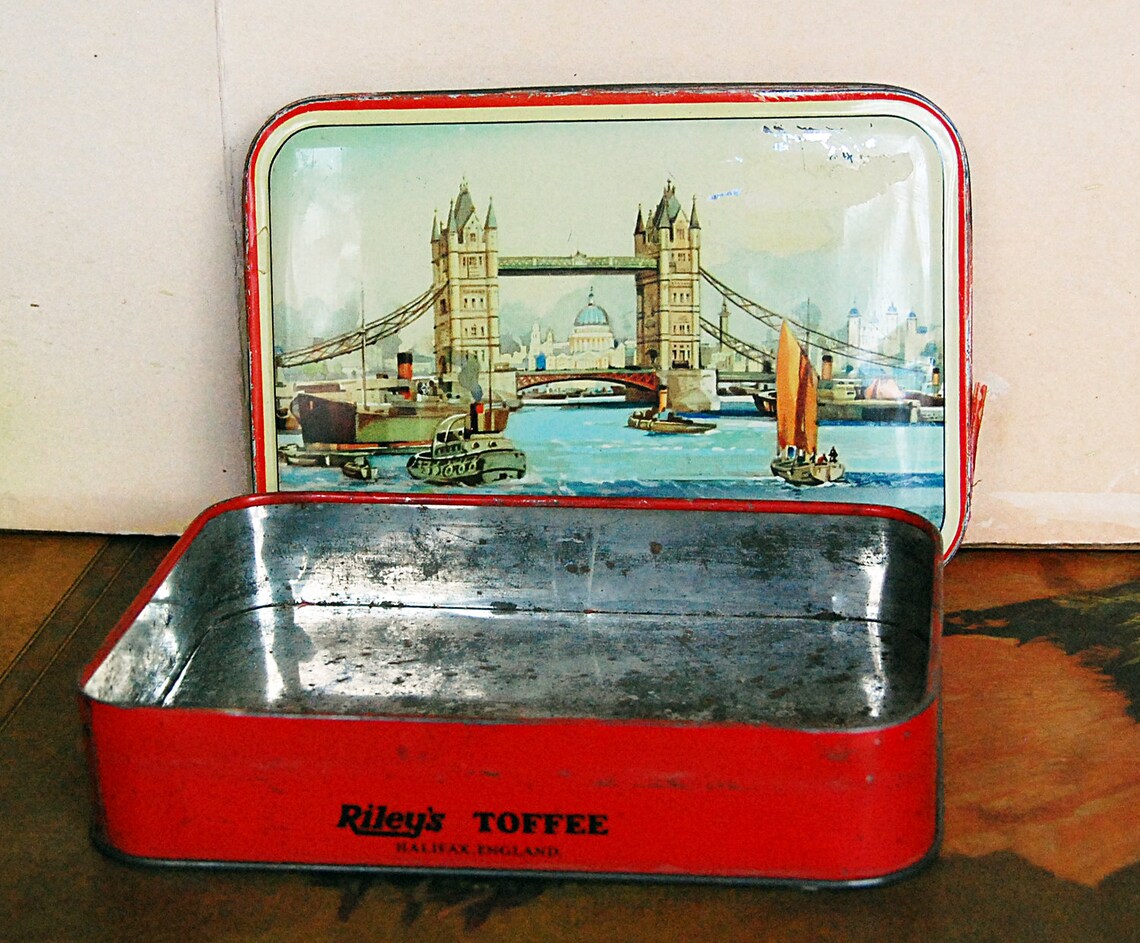 Vintage Rileys Toffee Tin / London Bridge / St Pauls Cathedral Etsy