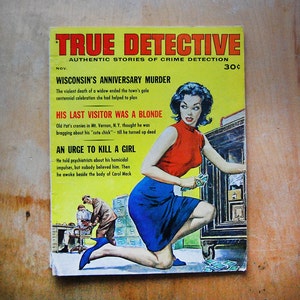 Vintage True Detective Magazine With Paul Rader Cover from 1961 Rare Pulp Art Collectible.